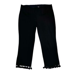 Nygard Luxe Slims Black High Rise Ankle Length Pants with Tassel Hem - XLarge